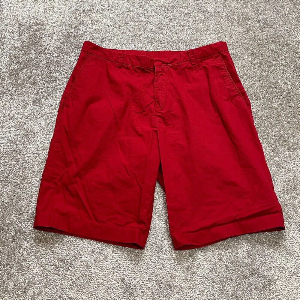 JF J.Ferrar Bermuda Shorts Mens 32 Red Chino Cotton Straight Pockets Solid 10"